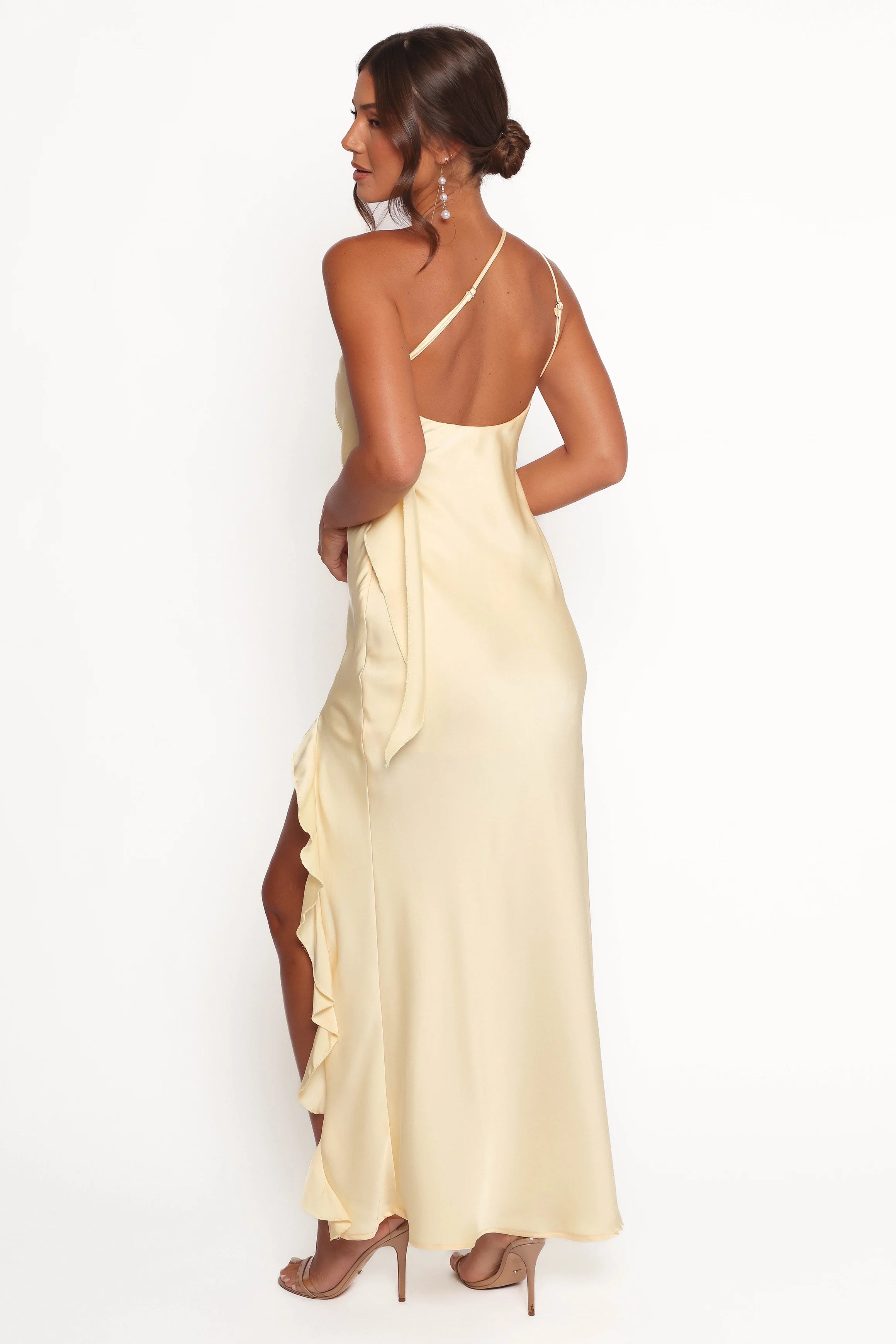 Aila Rosette One Shoulder Dress Butter Yellow