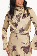 Kristyn Long Sleeve Midi Dress Olive Floral
