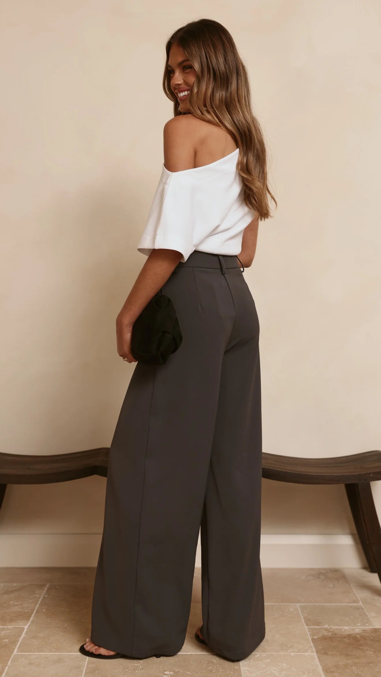 Maeva Tailored Pants Charcoal