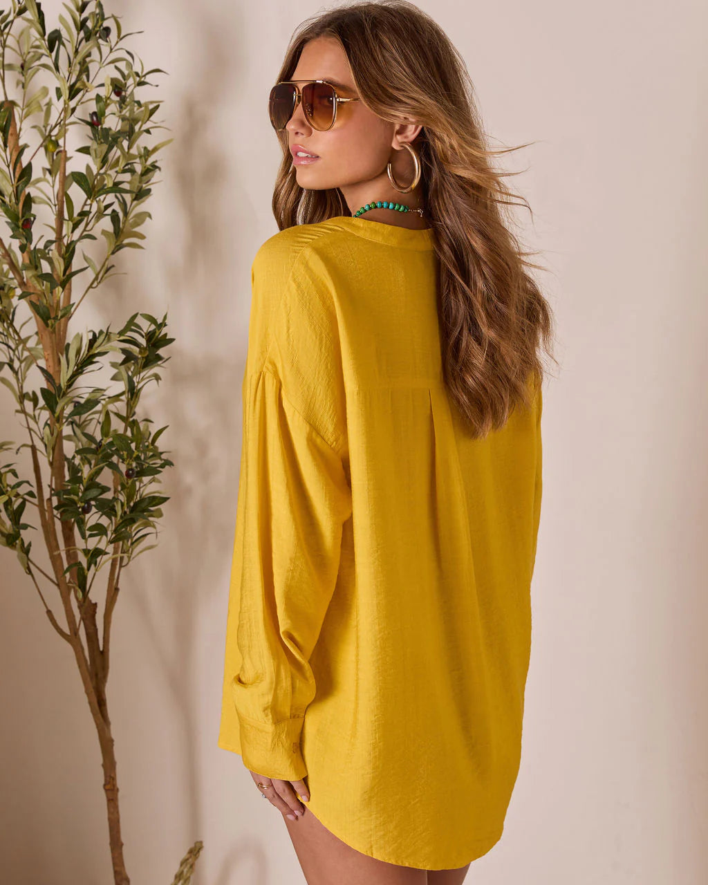 House Of Sun Satin Button Up Top