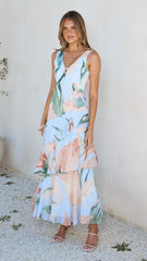 Reina Tiered Maxi Dress Blue Floral