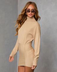 Campfire Cocoa Turtleneck Mini Sweater Dress
