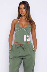 Cant Help The Feeling Halter Top Khaki
