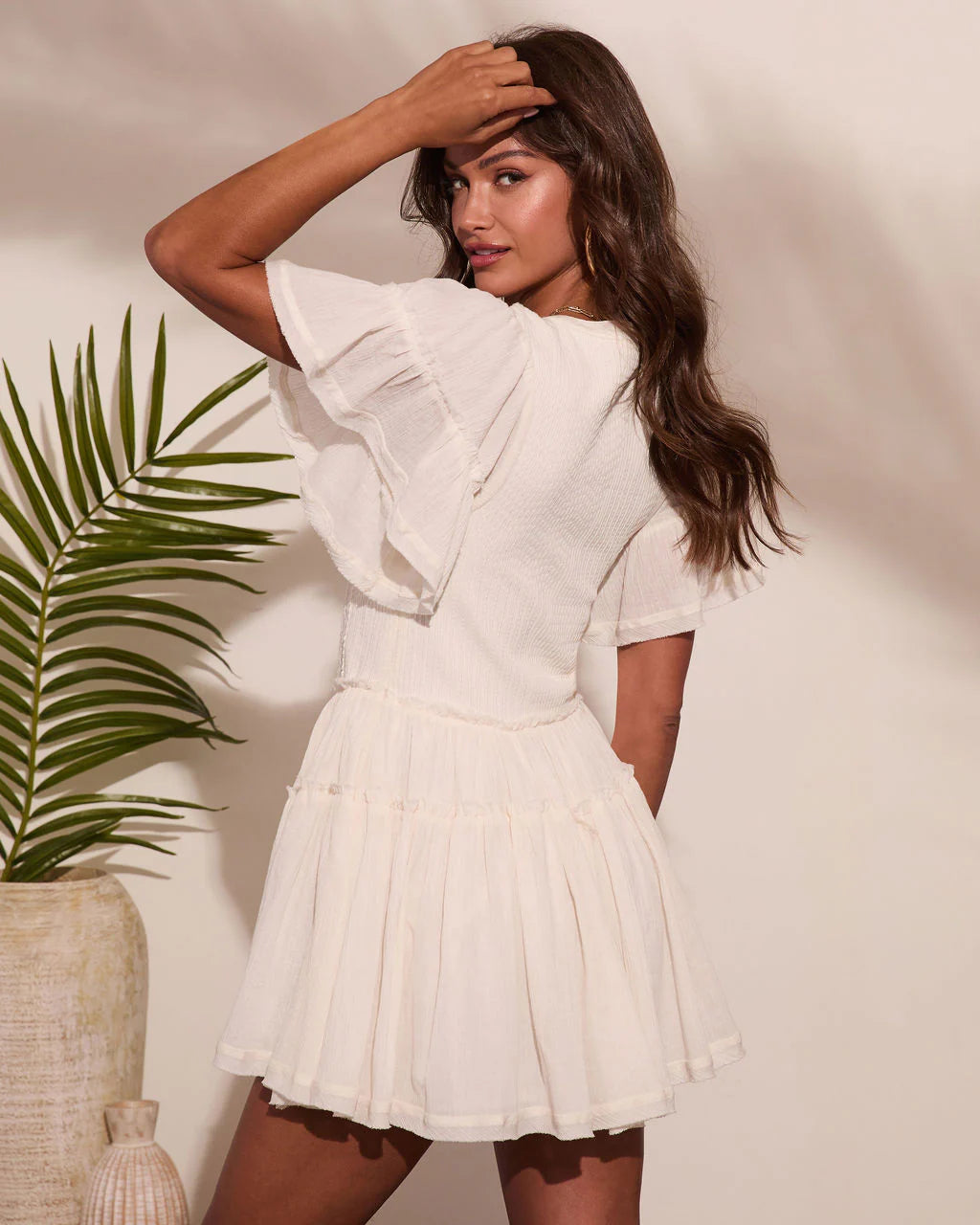 Honey Meadow Cotton Ruffle Knit Mini Dress