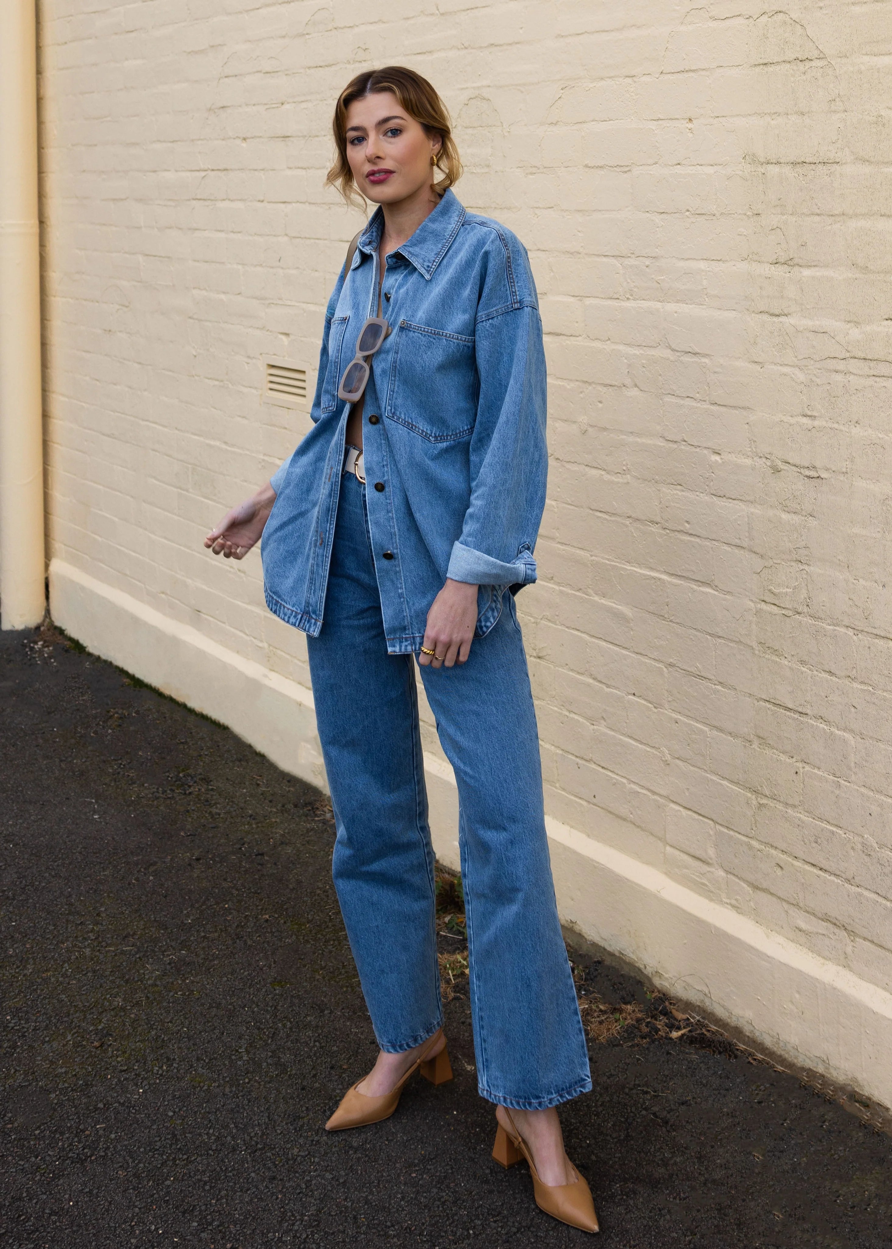 Zaeli Denim Oversized Shirt Mid Blue