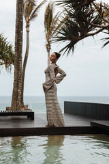 Cherie Knit Maxi Dress Sand Black