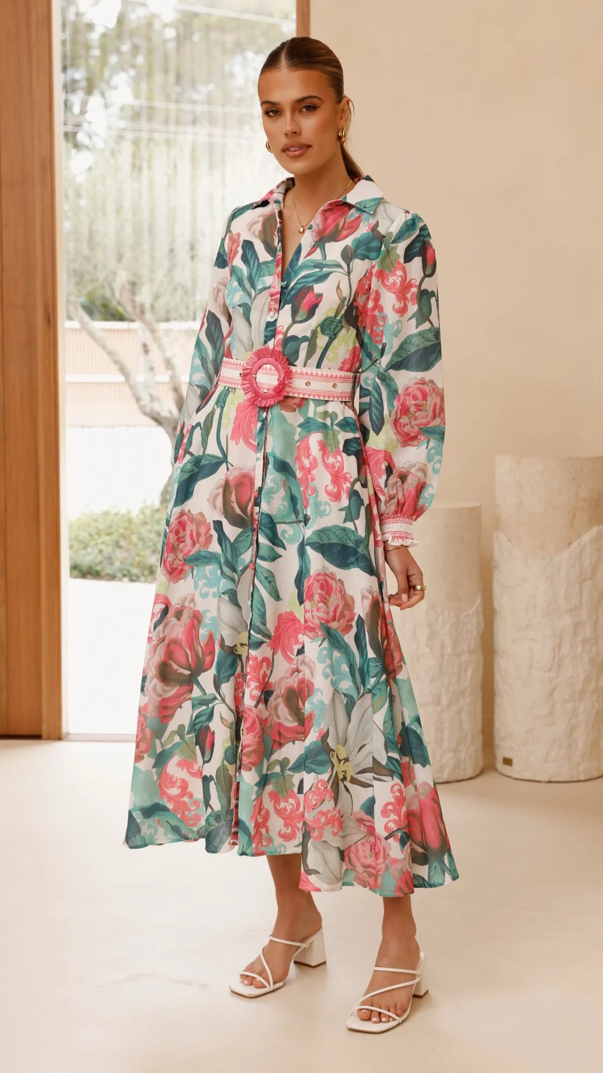 Aida Long Sleeve Maxi Dress Spritz Pink