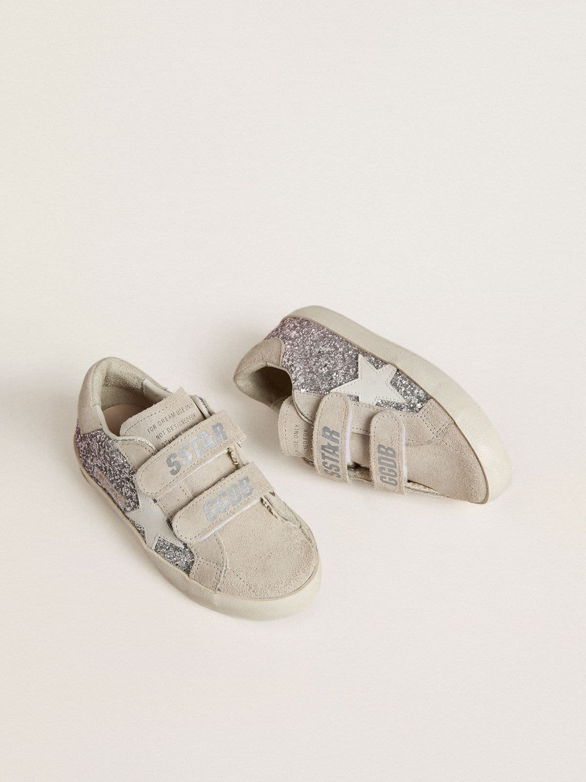 Junior Old School in silver and pink glitter with white leather star