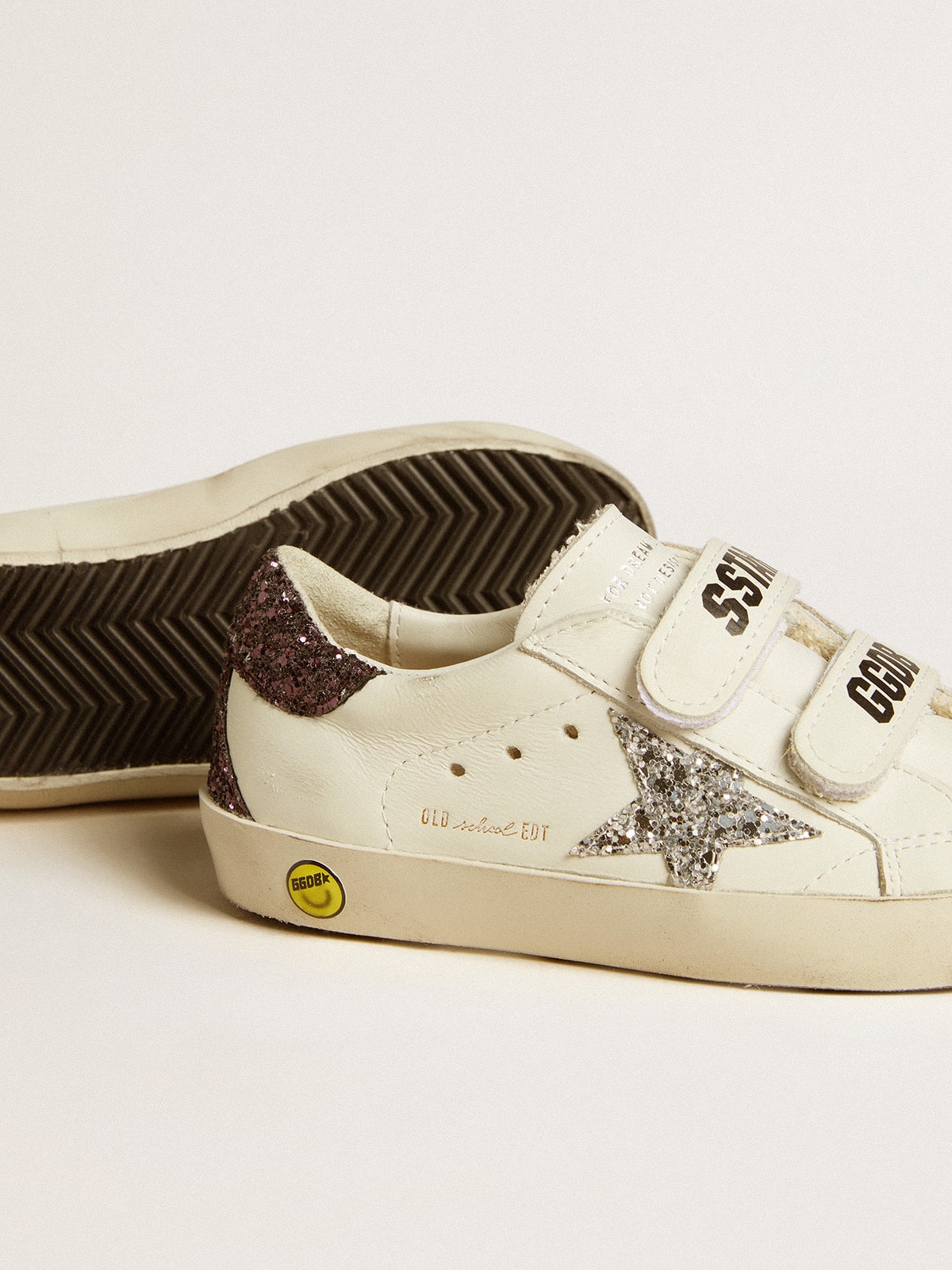 Old School Junior with silver glitter star and glitter heel tab