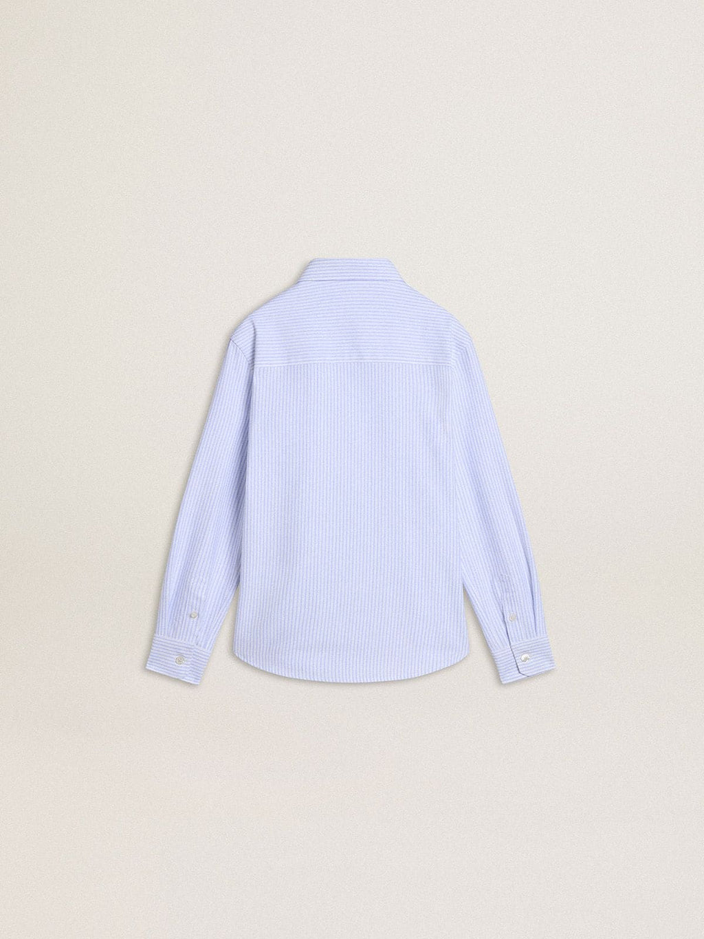 Boys' shirt in light blue and white striped cotton with embroidered logo