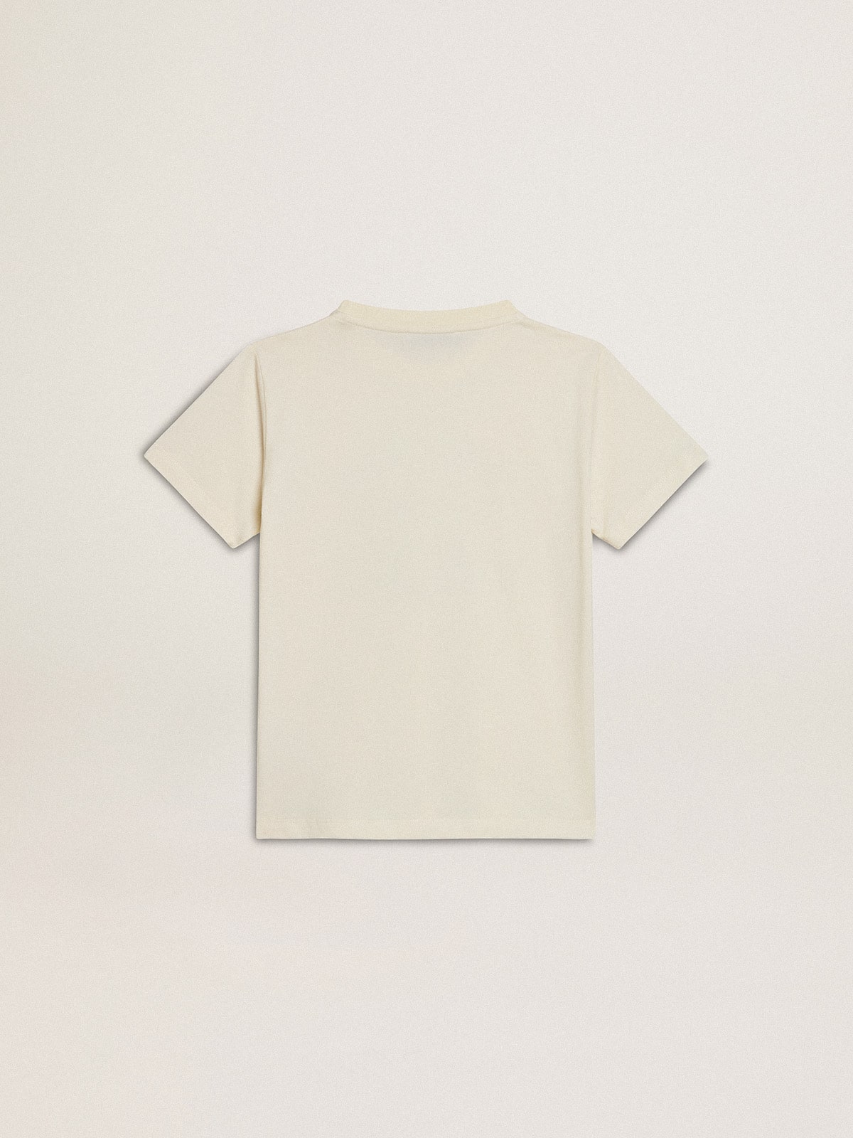 Boys’ T-shirt in worn white with multicolor lettering