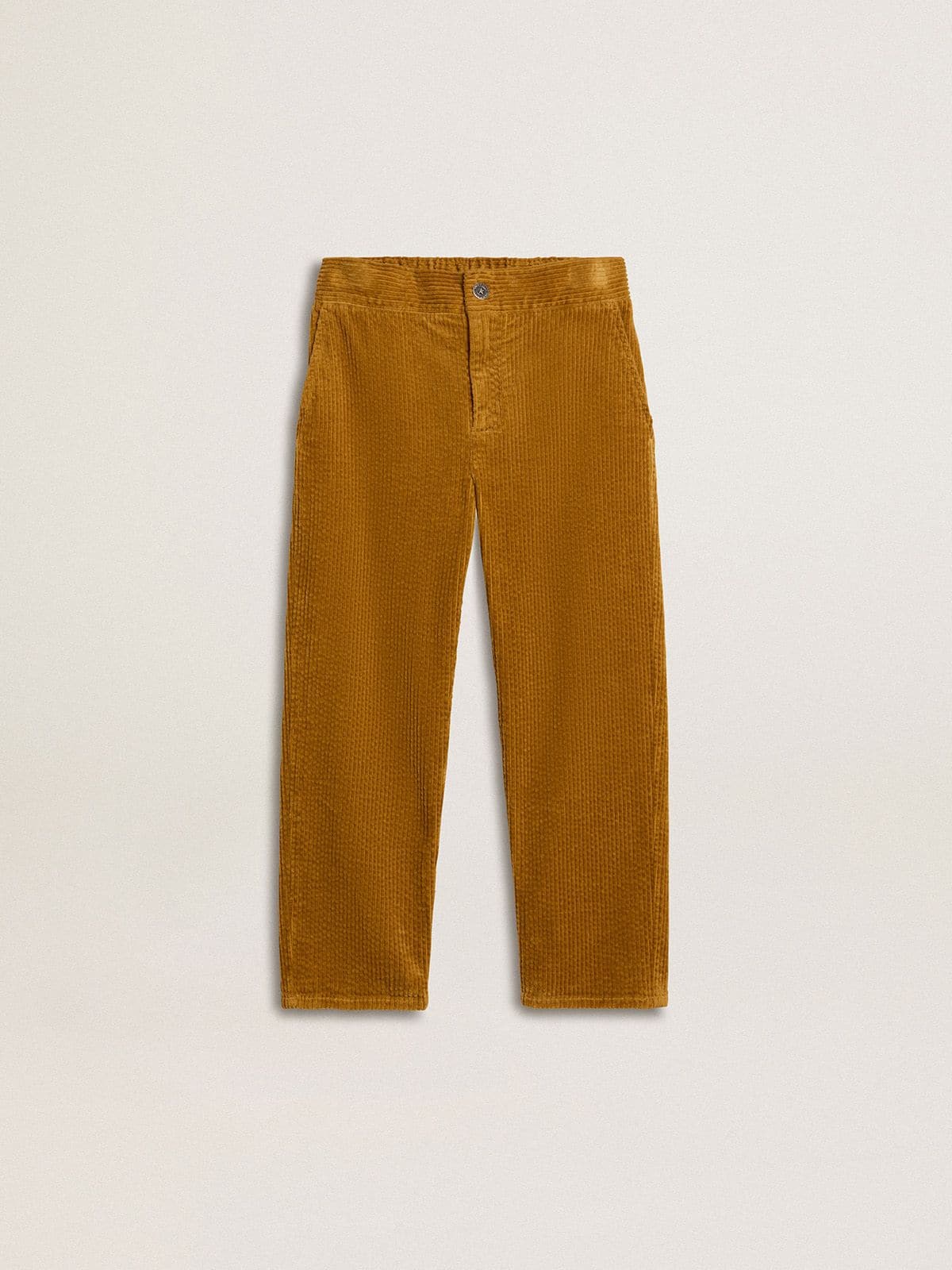 Boys' tobacco-colored chino pants with embroidery