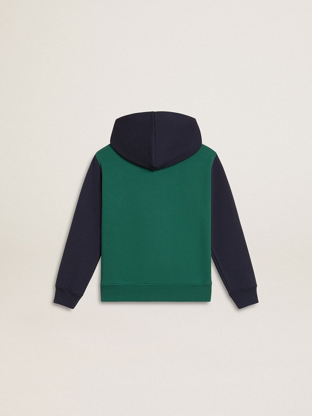Boys' green and blue sweatshirt with hood and print