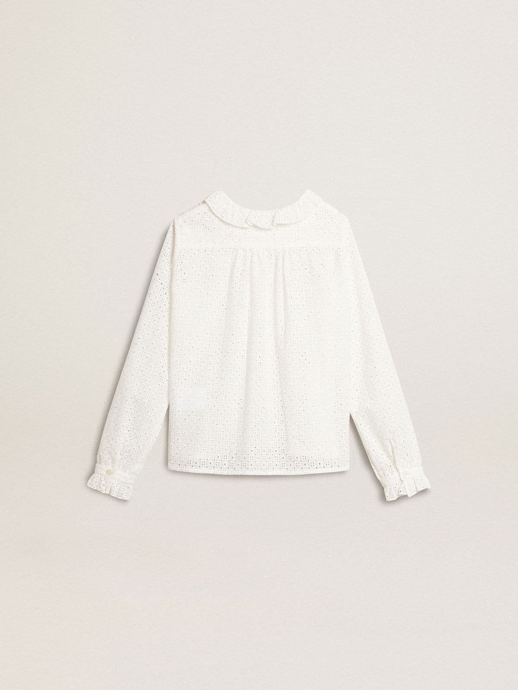 Girls' white broderie anglaise cotton shirt
