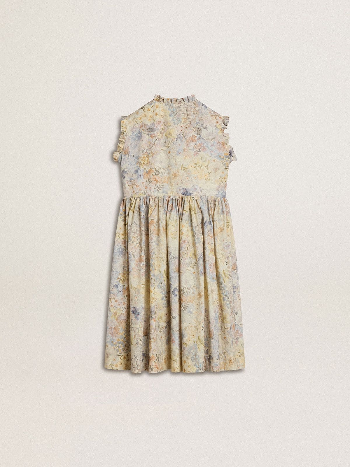Girls' cotton midi dress with multicolor floral print