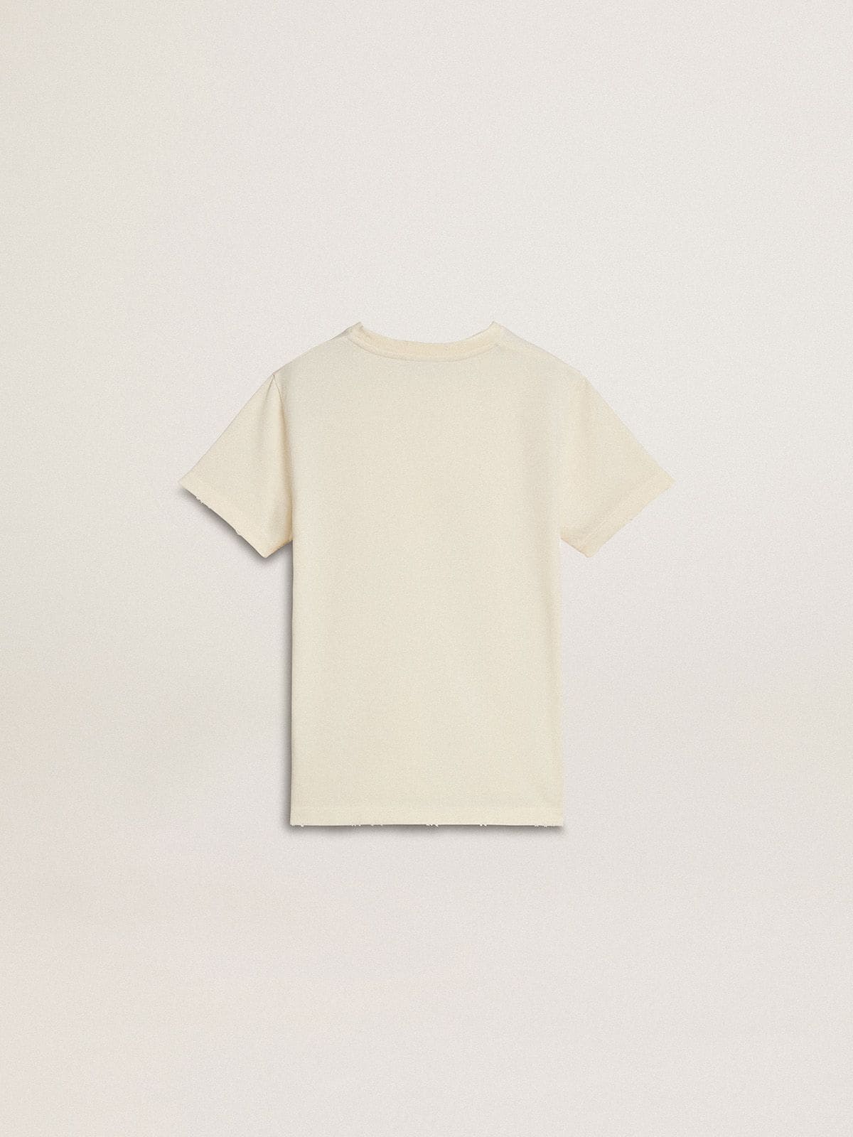 Boys' cream-colored T-shirt with raised logo