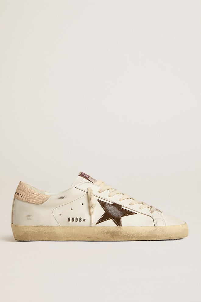 Men’s Super-Star sneakers with brown suede star and pink heel tab