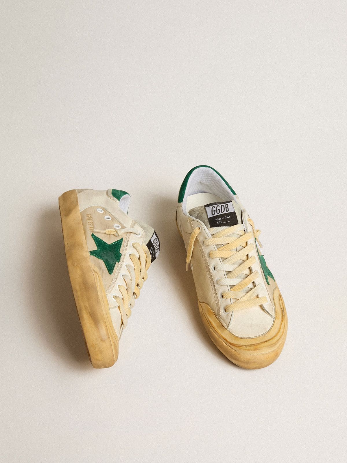 Men's Super-Star Penstar in nappa and nylon with green suede star and heel tab