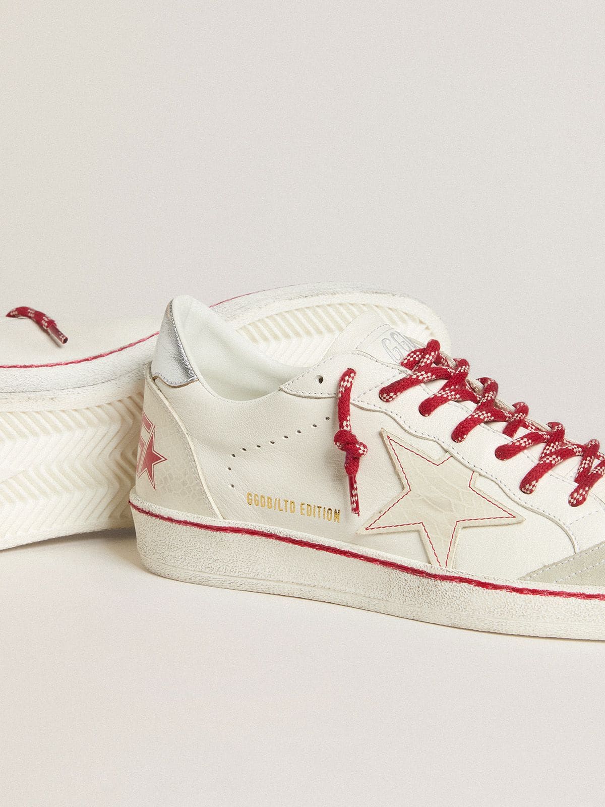 Men’s Ball Star LTD CNY in white leather with a lived-in effect
