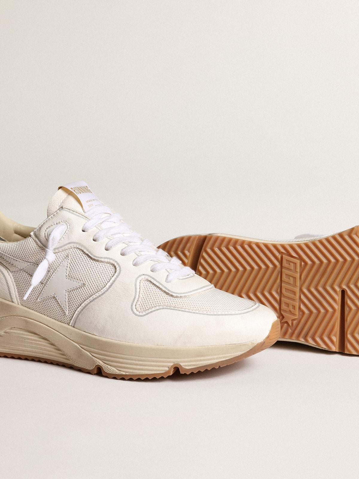 Men's Running Sole in mesh and white nappa