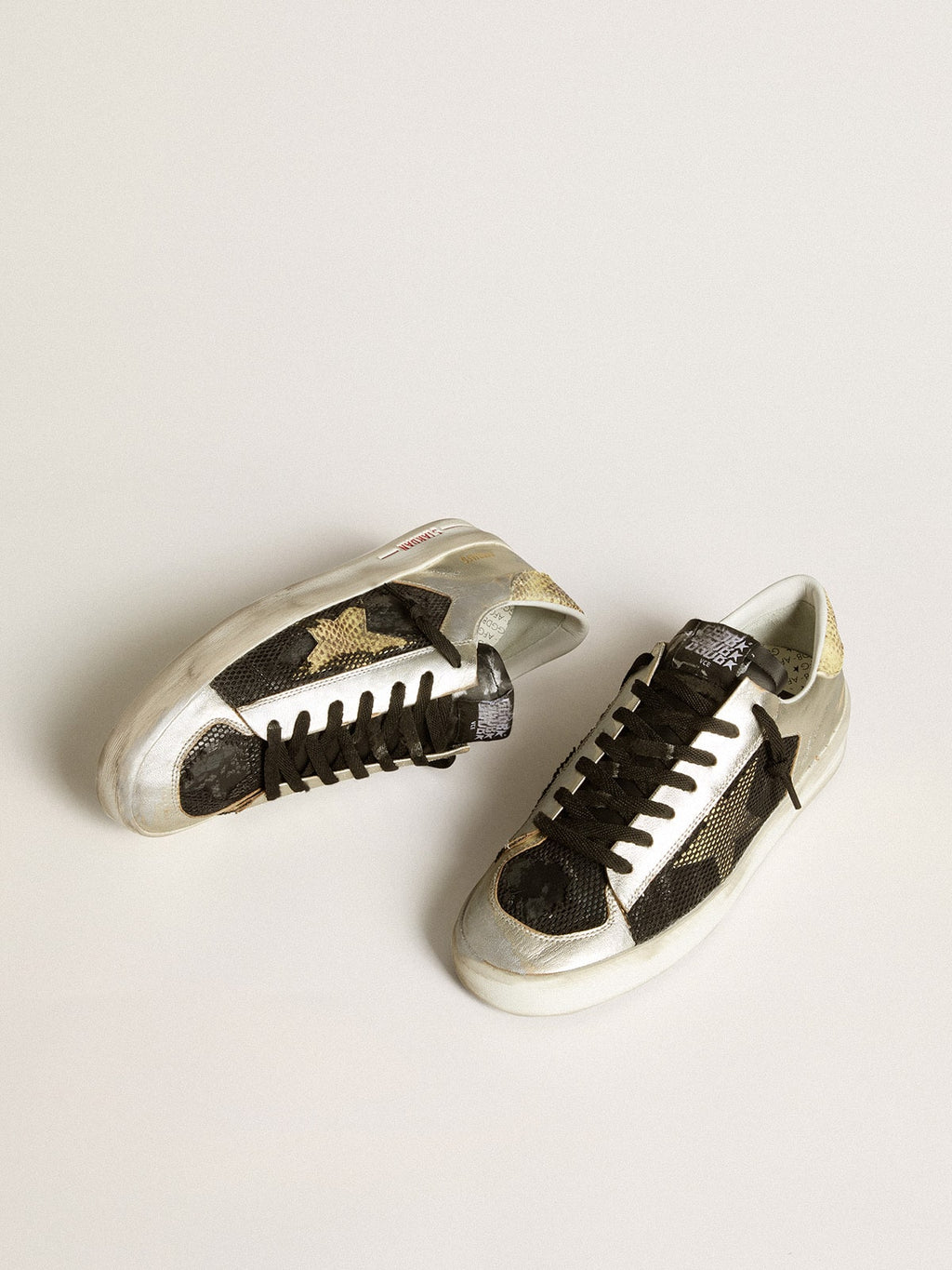 Stardan LAB in silver leather and mesh with golden star and heel tab