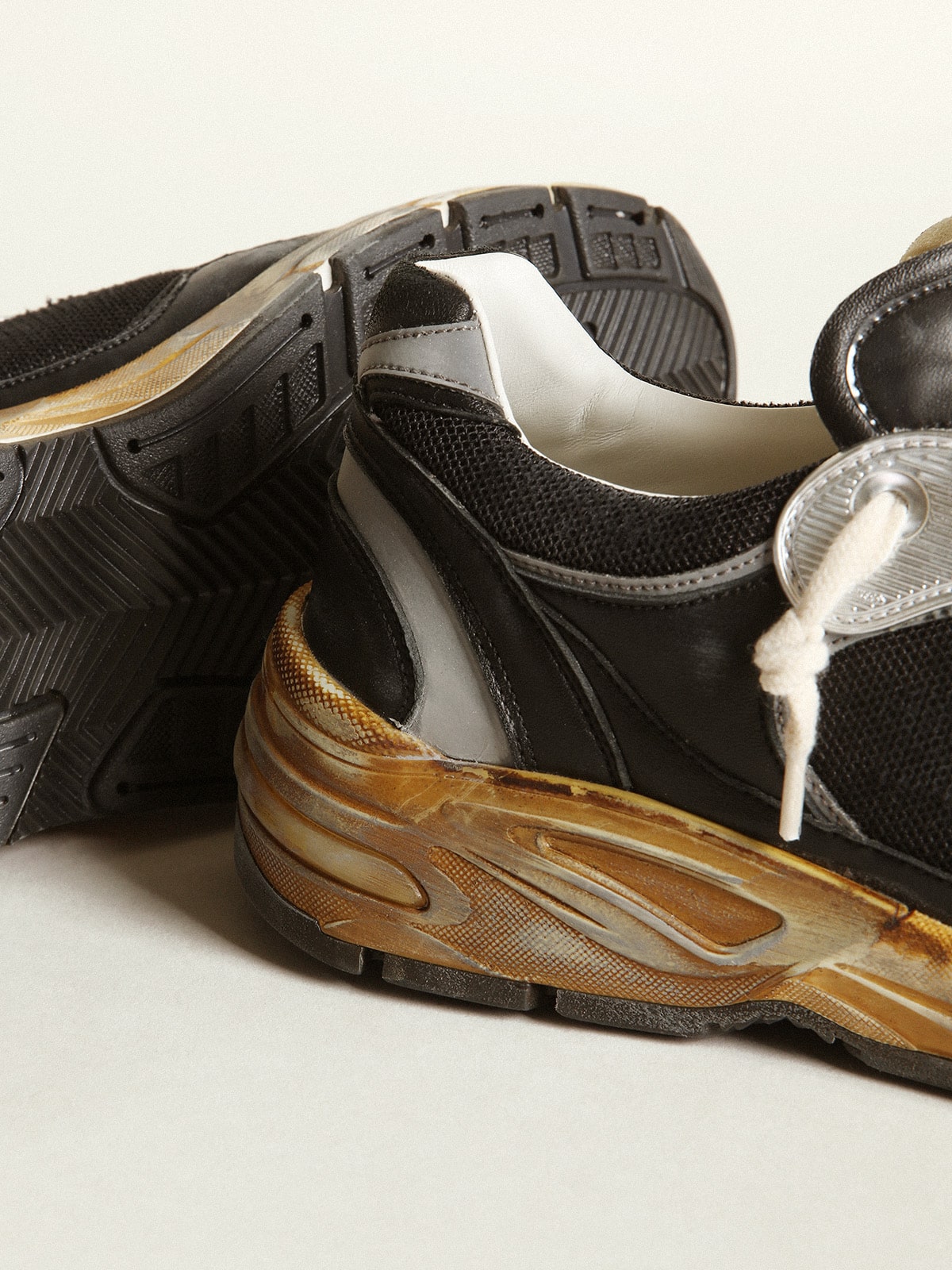 Men's Dad-Star in black mesh and nappa with ice-colored star