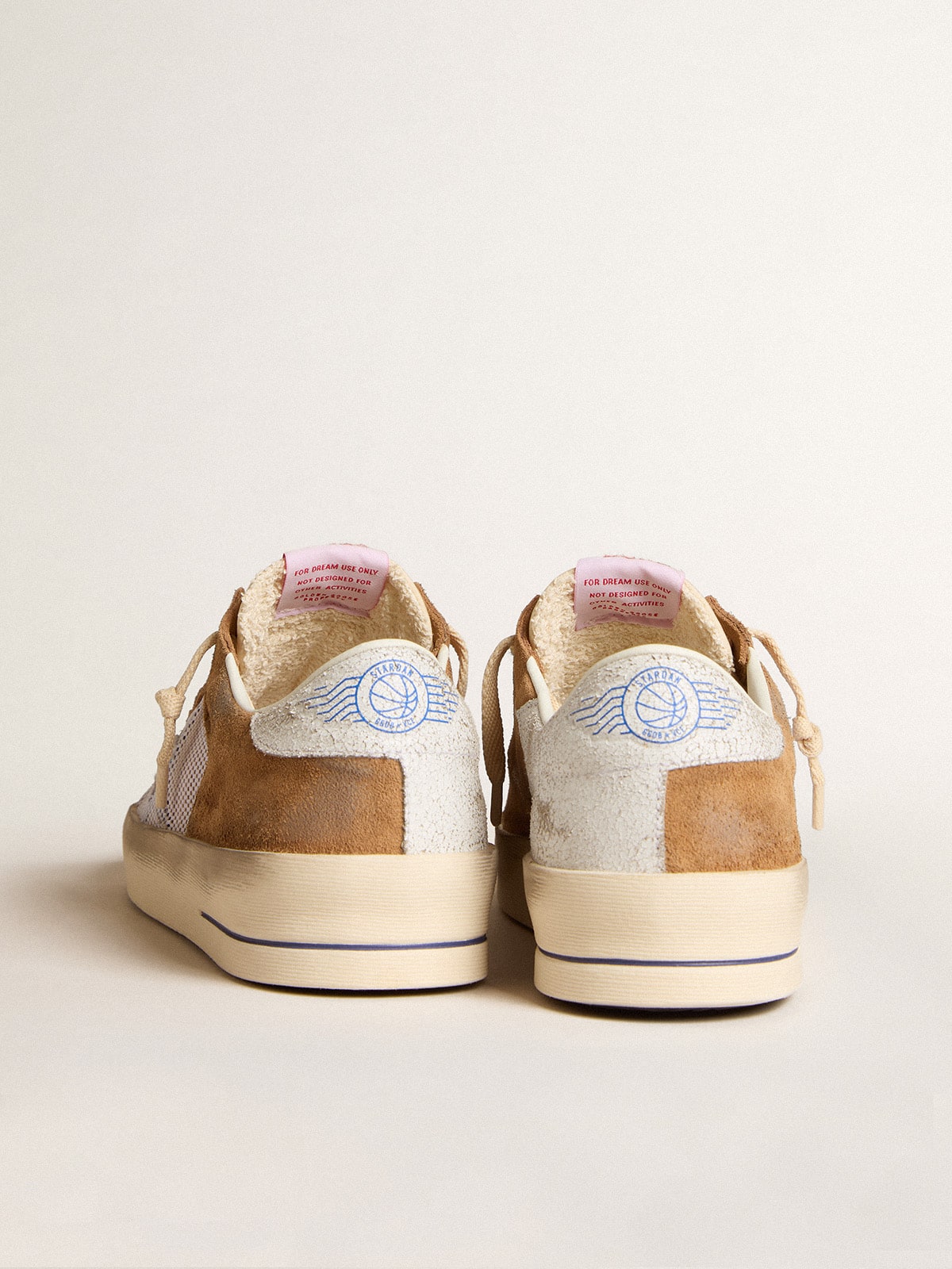Men's Stardan LTD in tobacco suede and mesh with blue star and leather heel tab