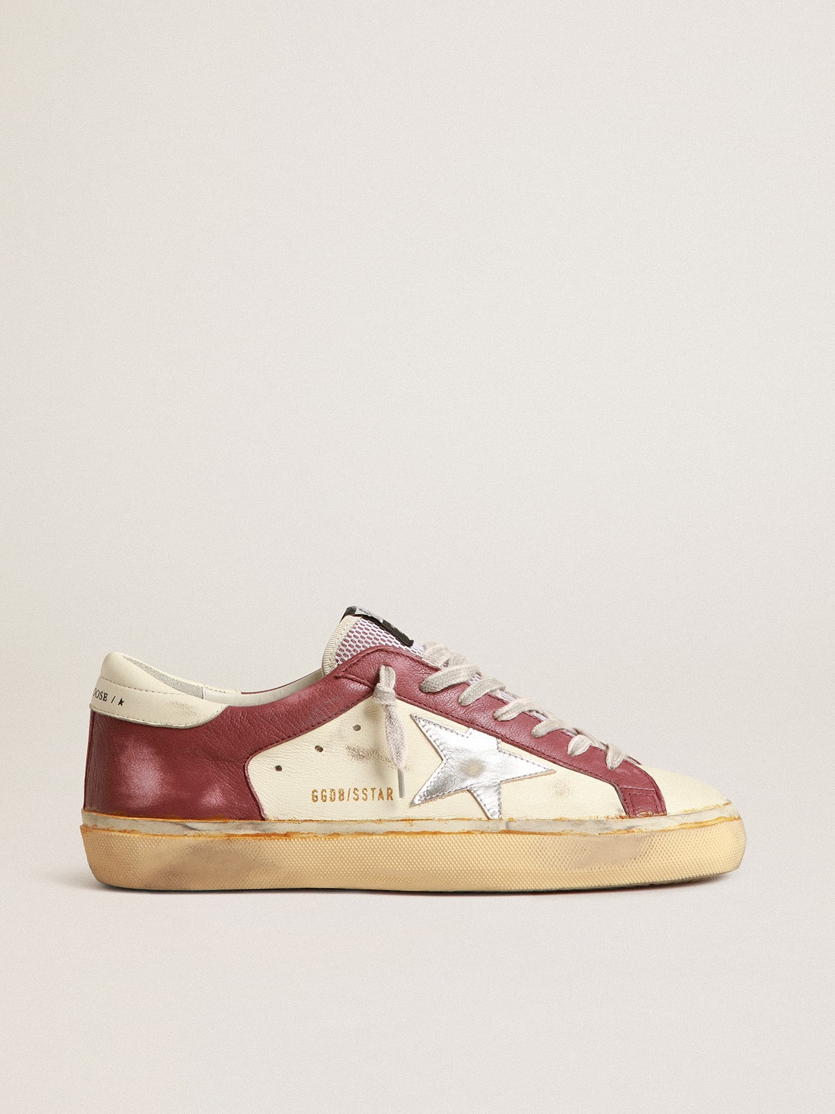 Men's Super-Star in nappa leather with burgundy inserts and silver star