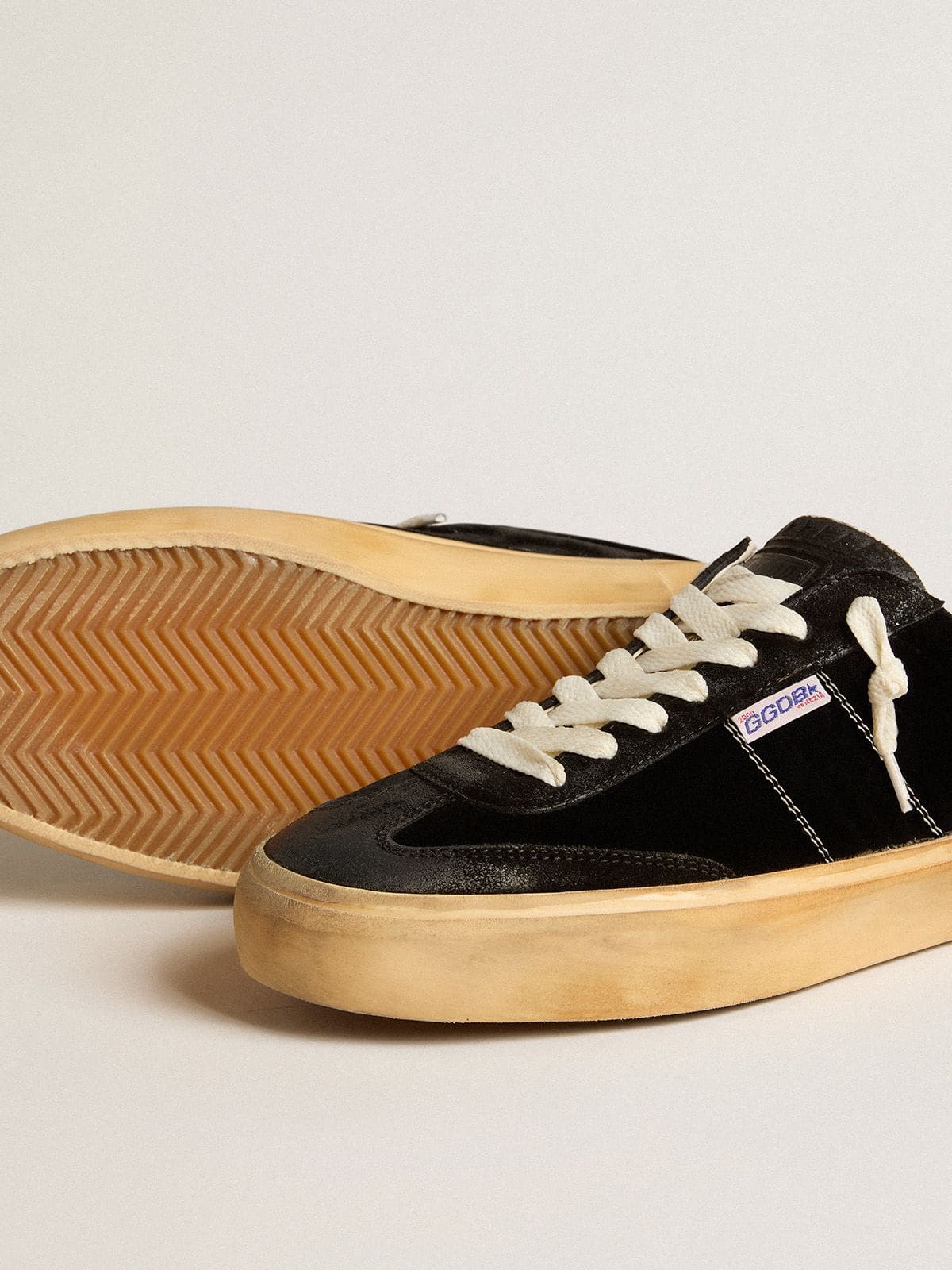 Men's Soul Star in black velvet with white leather heel tab