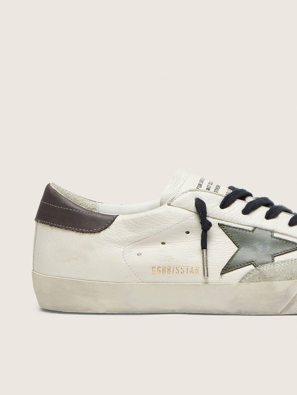 Men's Super-Star in nappa with green leather star and gray leather heel tab