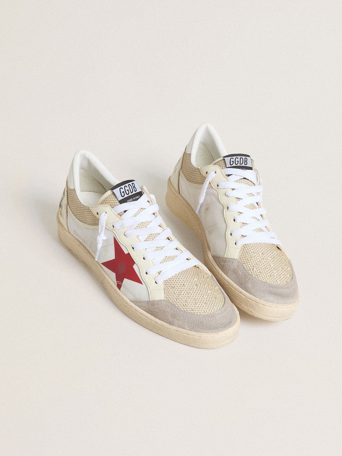 Ball Star in nylon and white mesh with red nylon star and white leather heel tab
