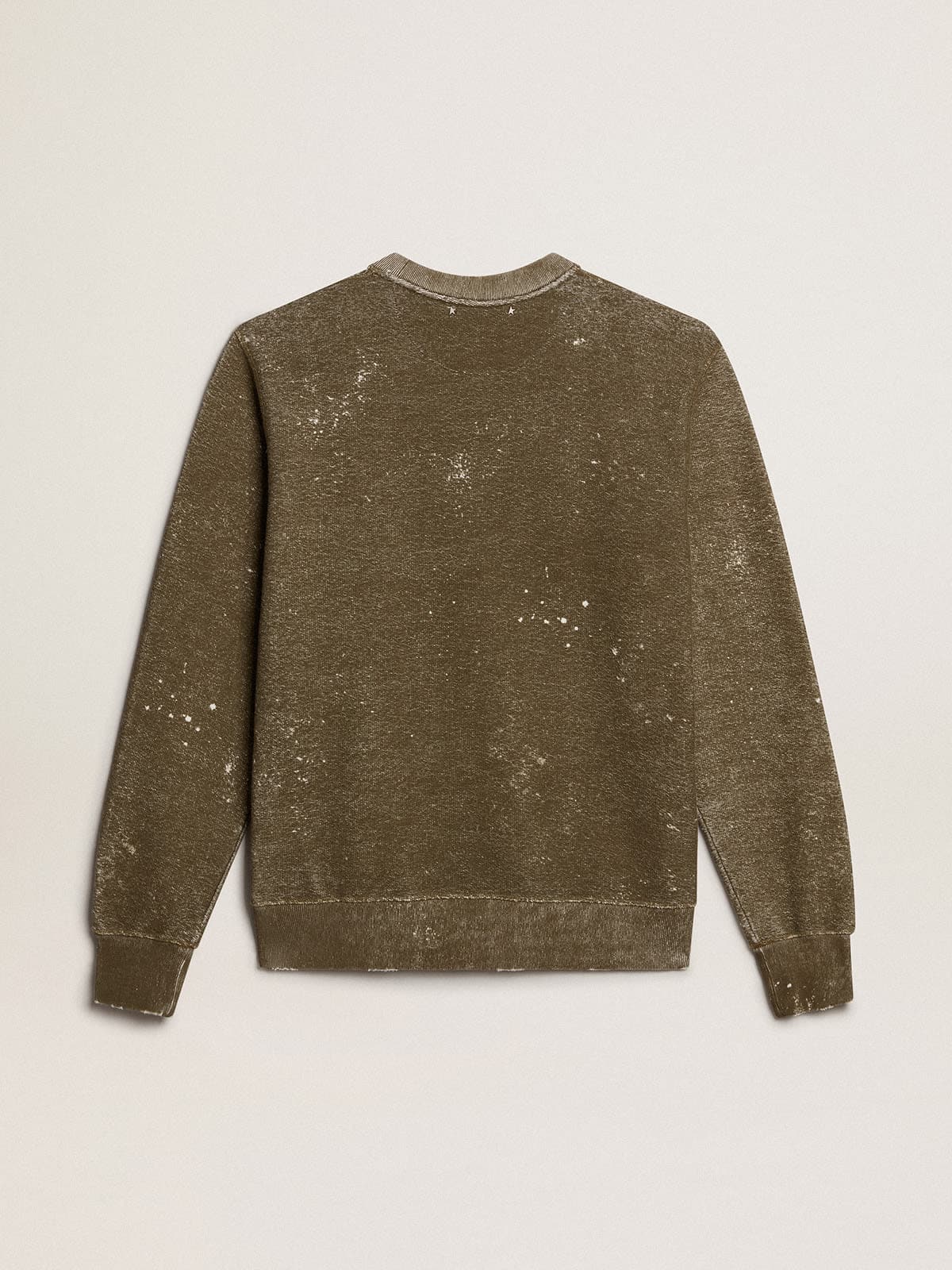 Vintage-effect beech-colored cotton sweatshirt