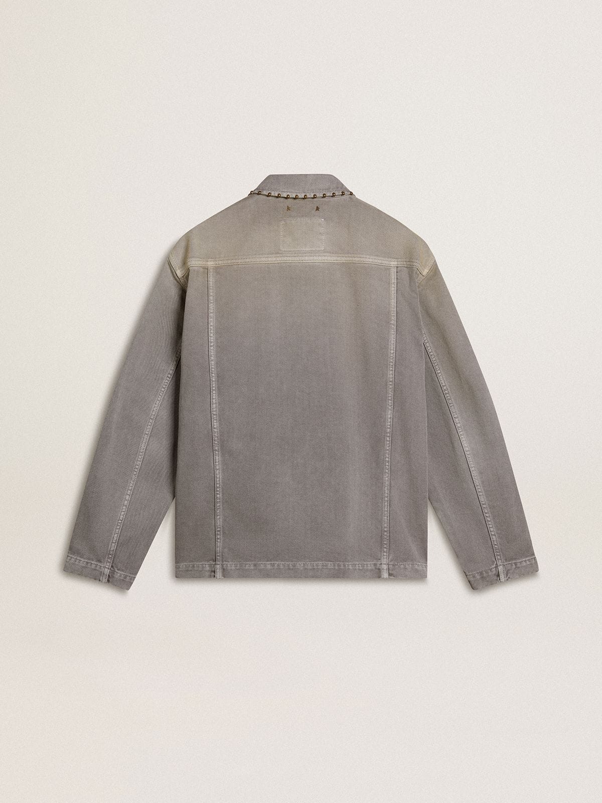 Men's gray denim jacket with studs