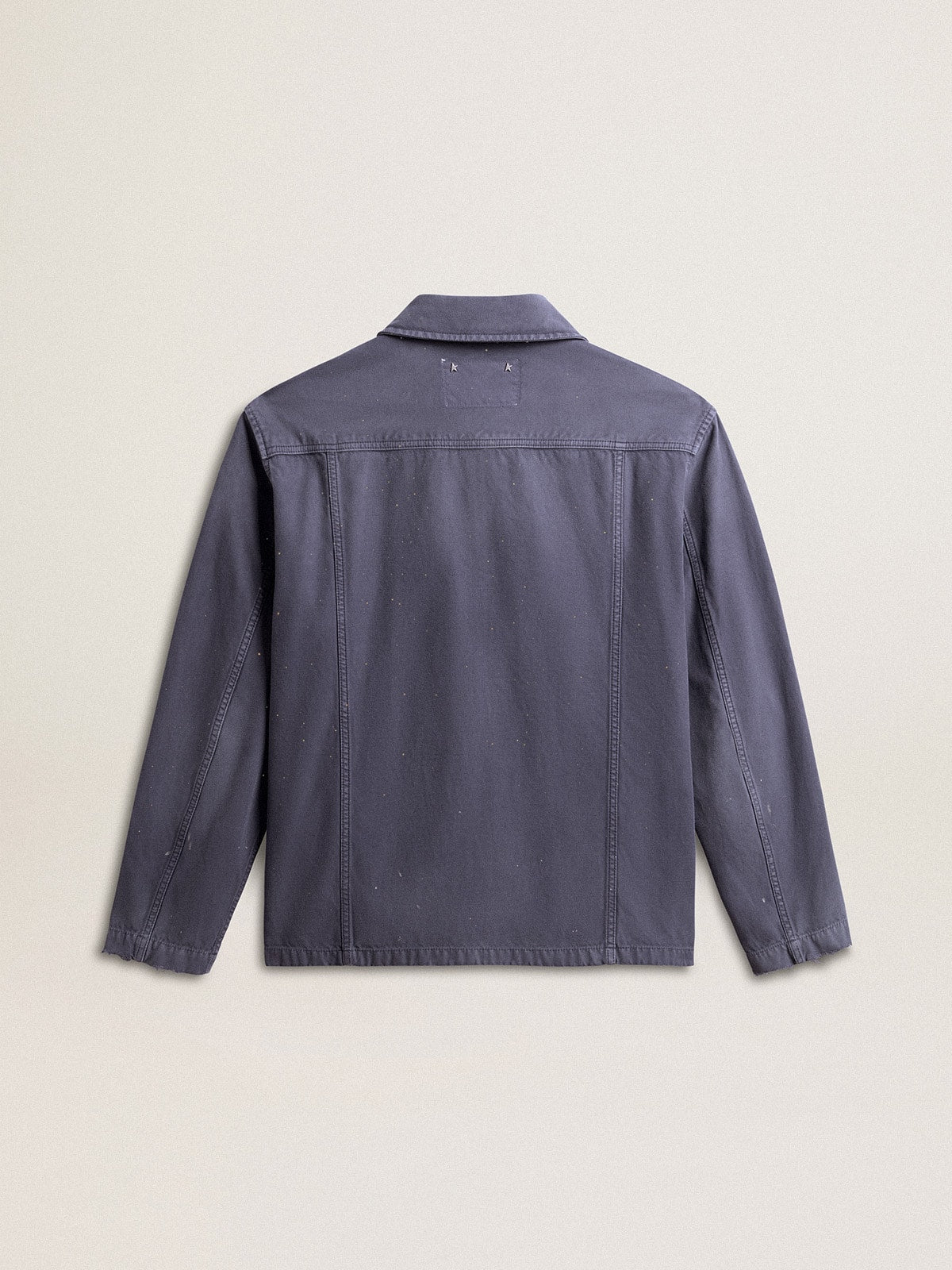 Men's blue jacket in denim cotton with distressed treatment