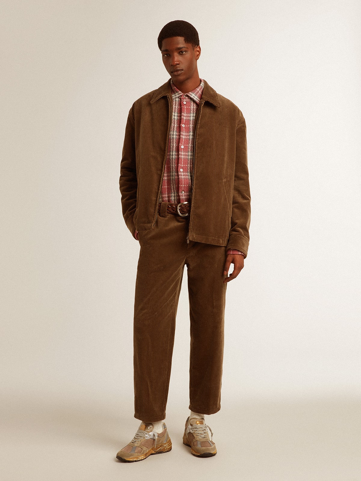 Men's olive-green corduroy jacket