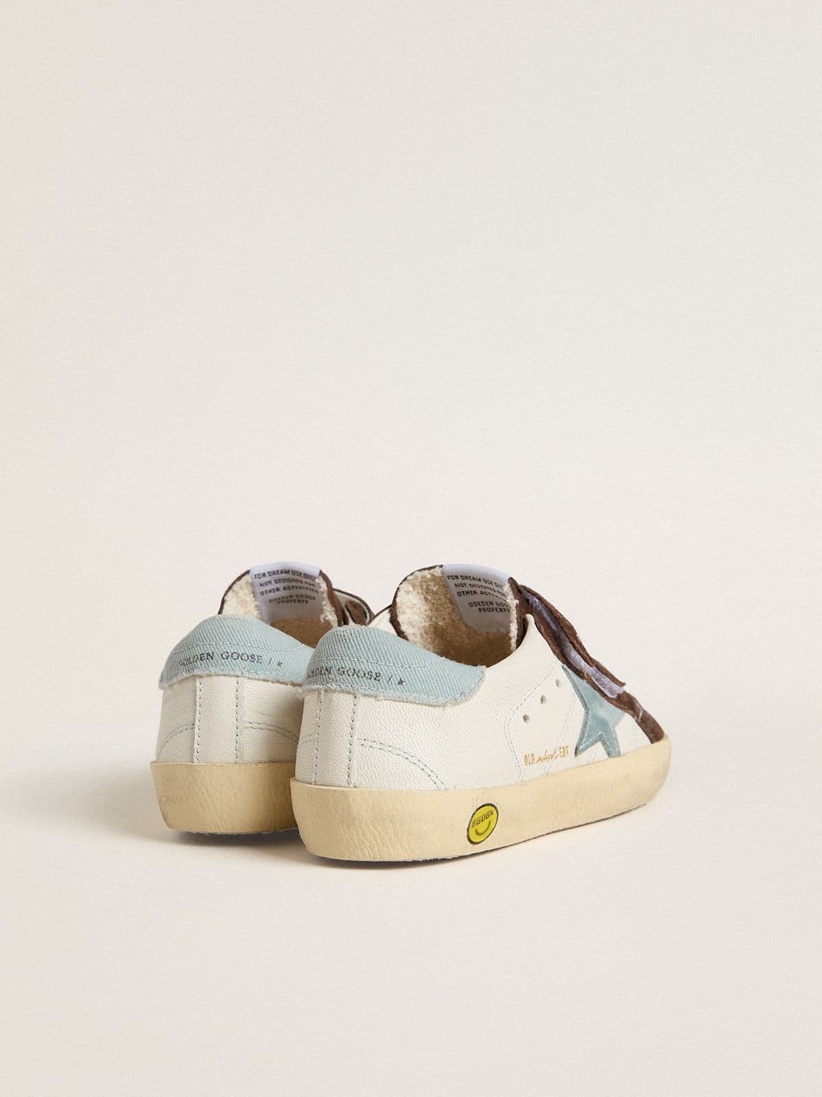 Teen Old School in nappa with light blue suede star and brown suede inserts