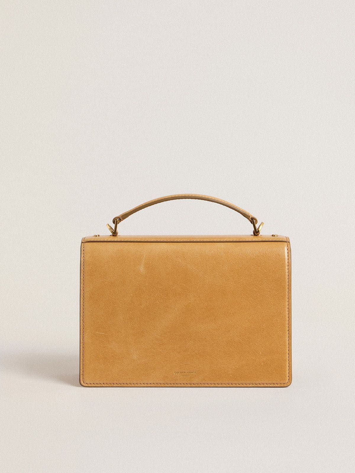 Venezia Bag in ochre yellow embossed leather with gold details