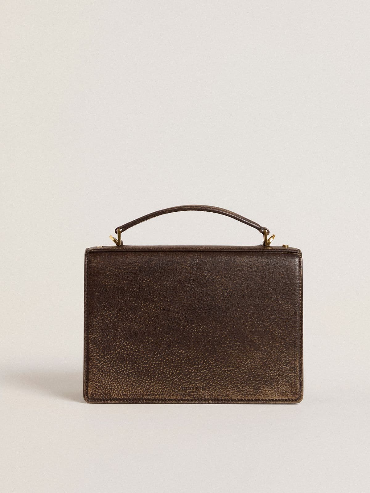 Venezia Bag in vintage dark brown embossed leather with gold details