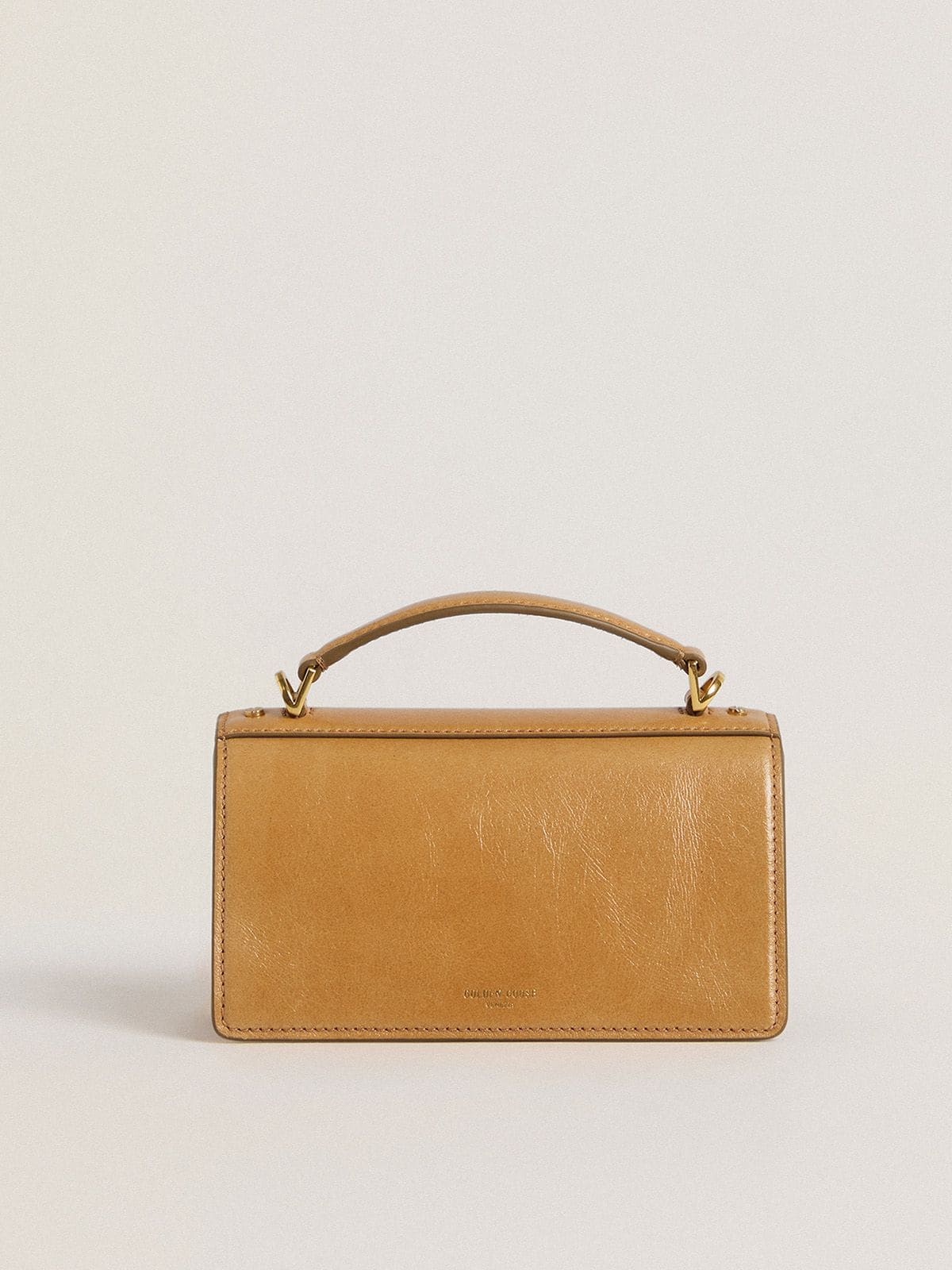 Small Venezia Bag in tobacco-colored leather with gold details