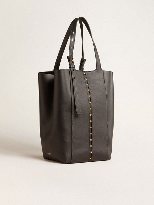 24/7 Bag North South in black leather with adjustable handles