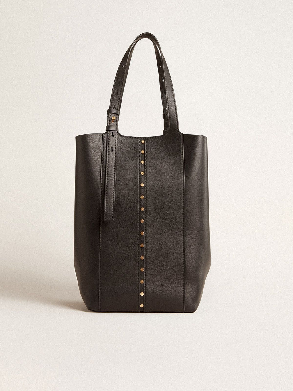 24/7 Bag North South in black leather with adjustable handles