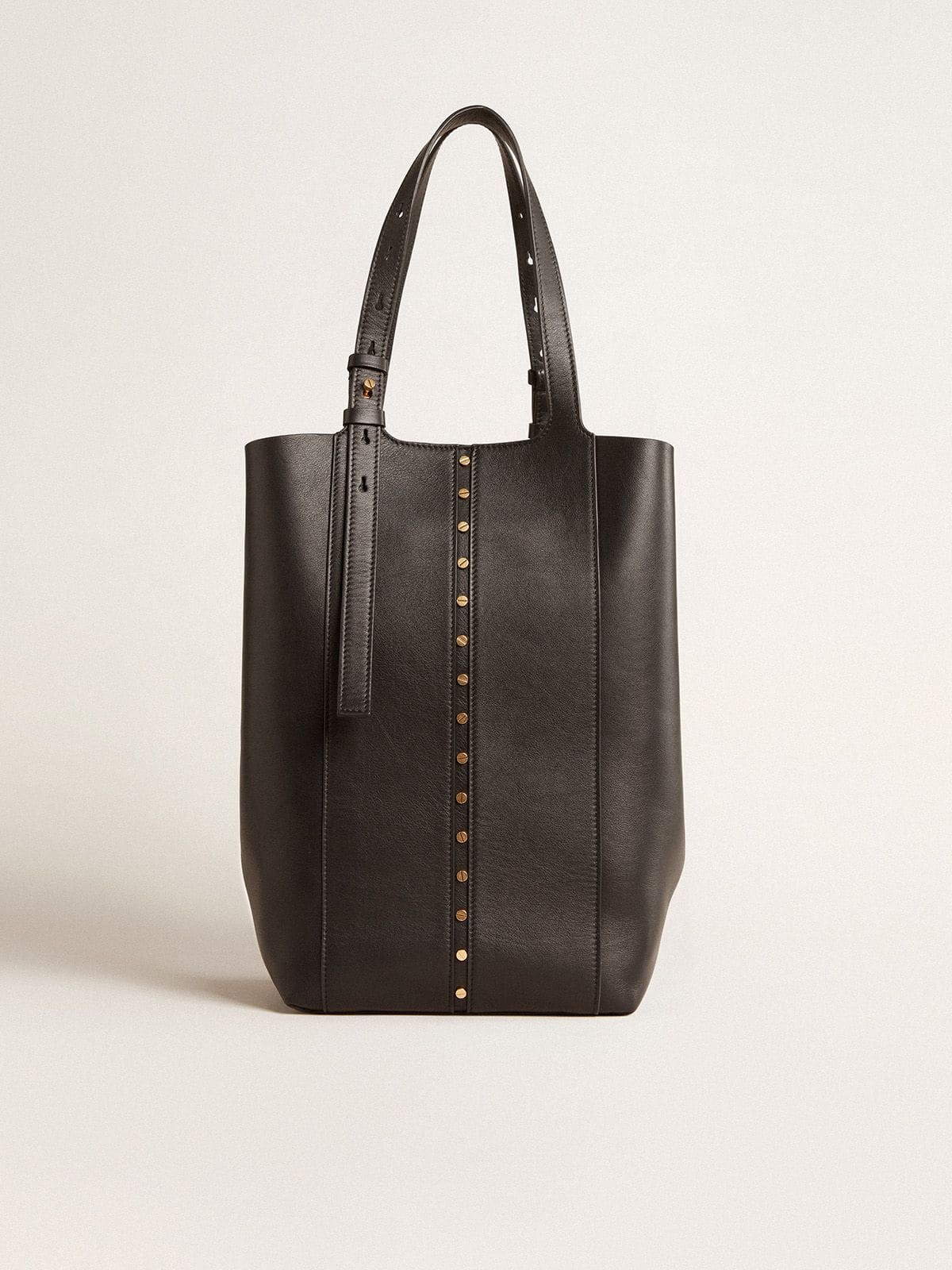 24/7 Bag North South in black leather with adjustable handles