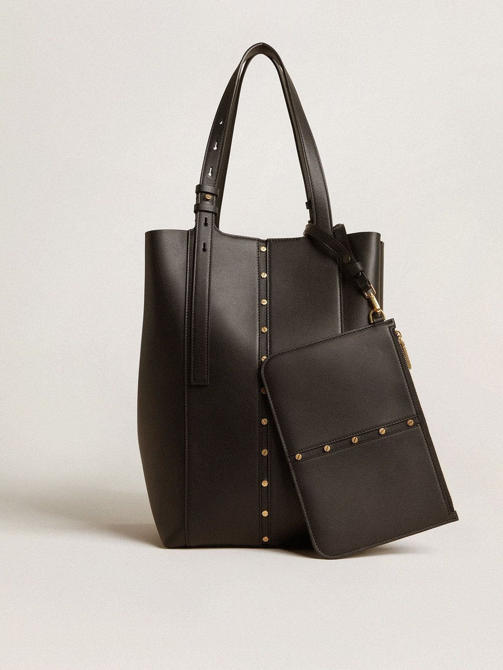 24/7 Bag North South in black leather with adjustable handles