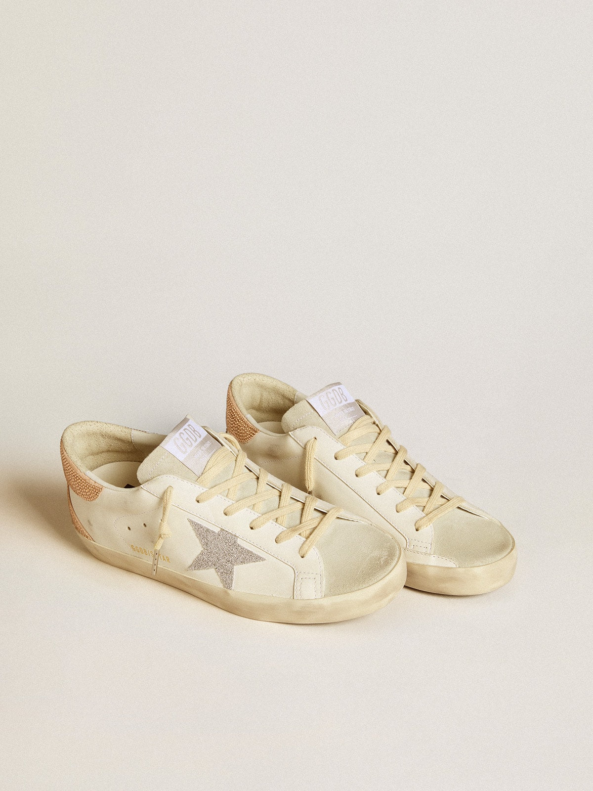 Women’s Super-Star in leather with Swarovski crystal star and heel tab