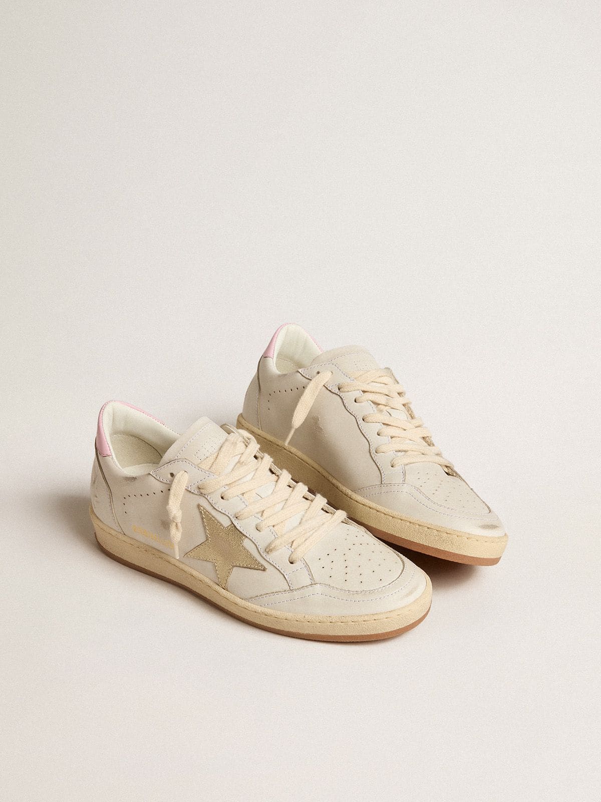Women's Ball Star with gold foiled leather star and pink leather heel tab