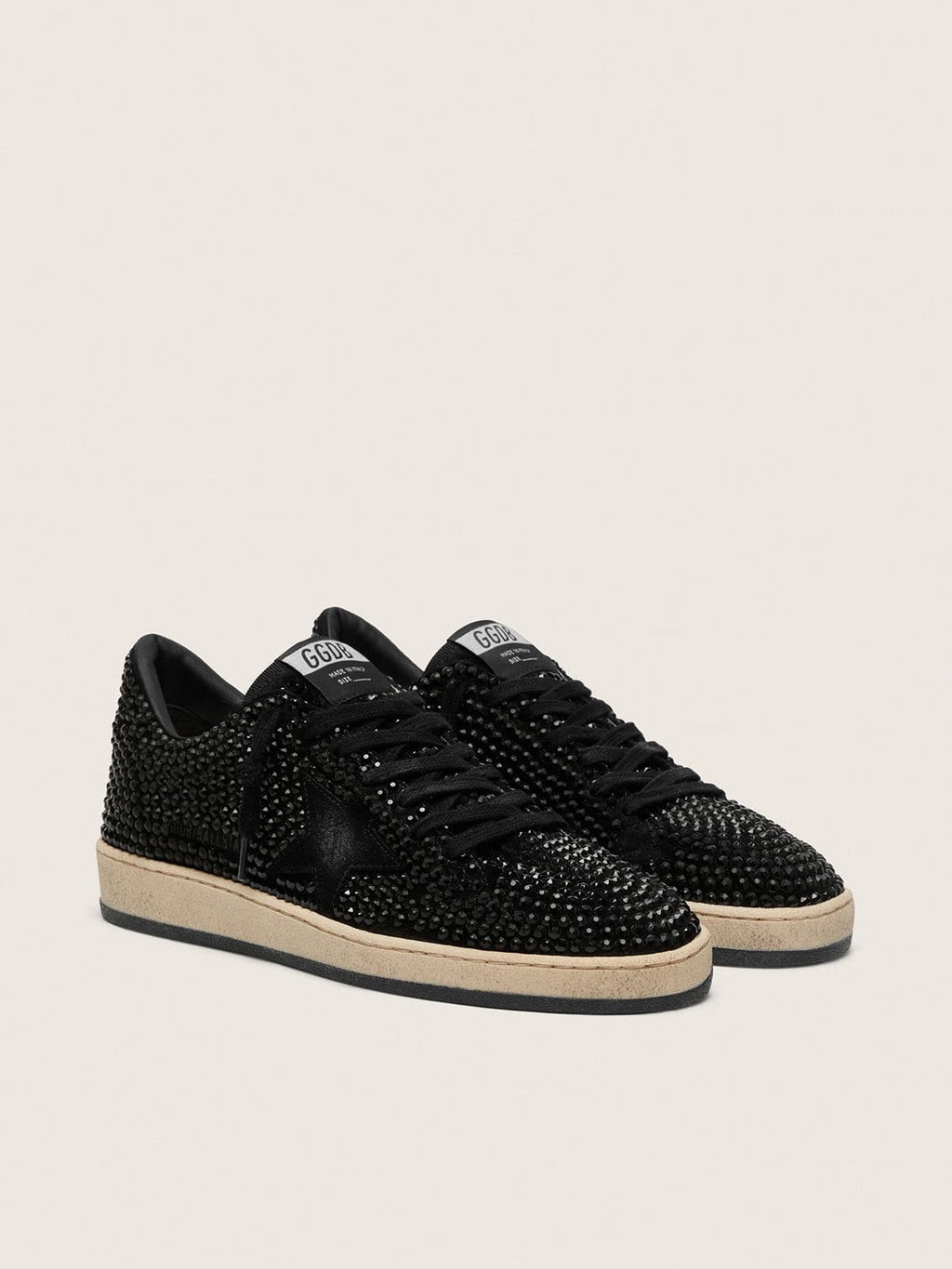 Ball Star in suede with black Swarovski crystals and black suede star