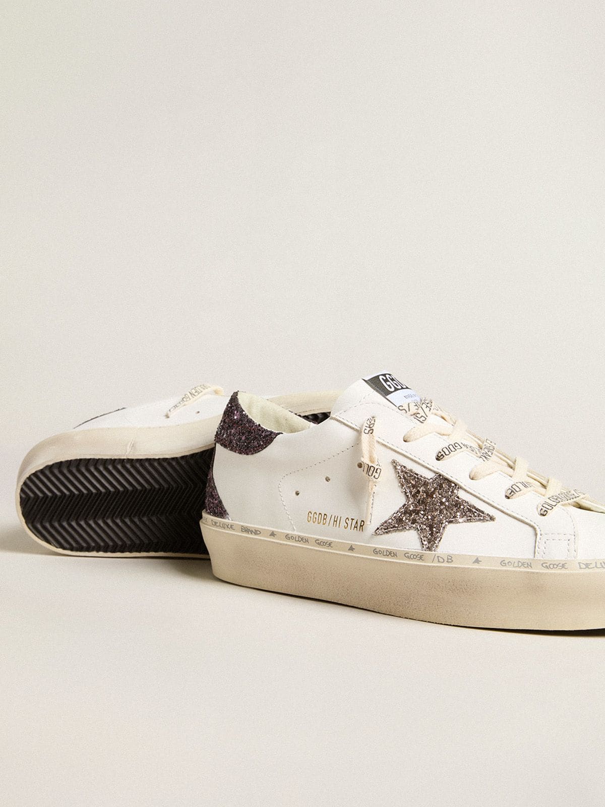 Women’s Hi Star with silver glitter star and ruby red glitter heel tab