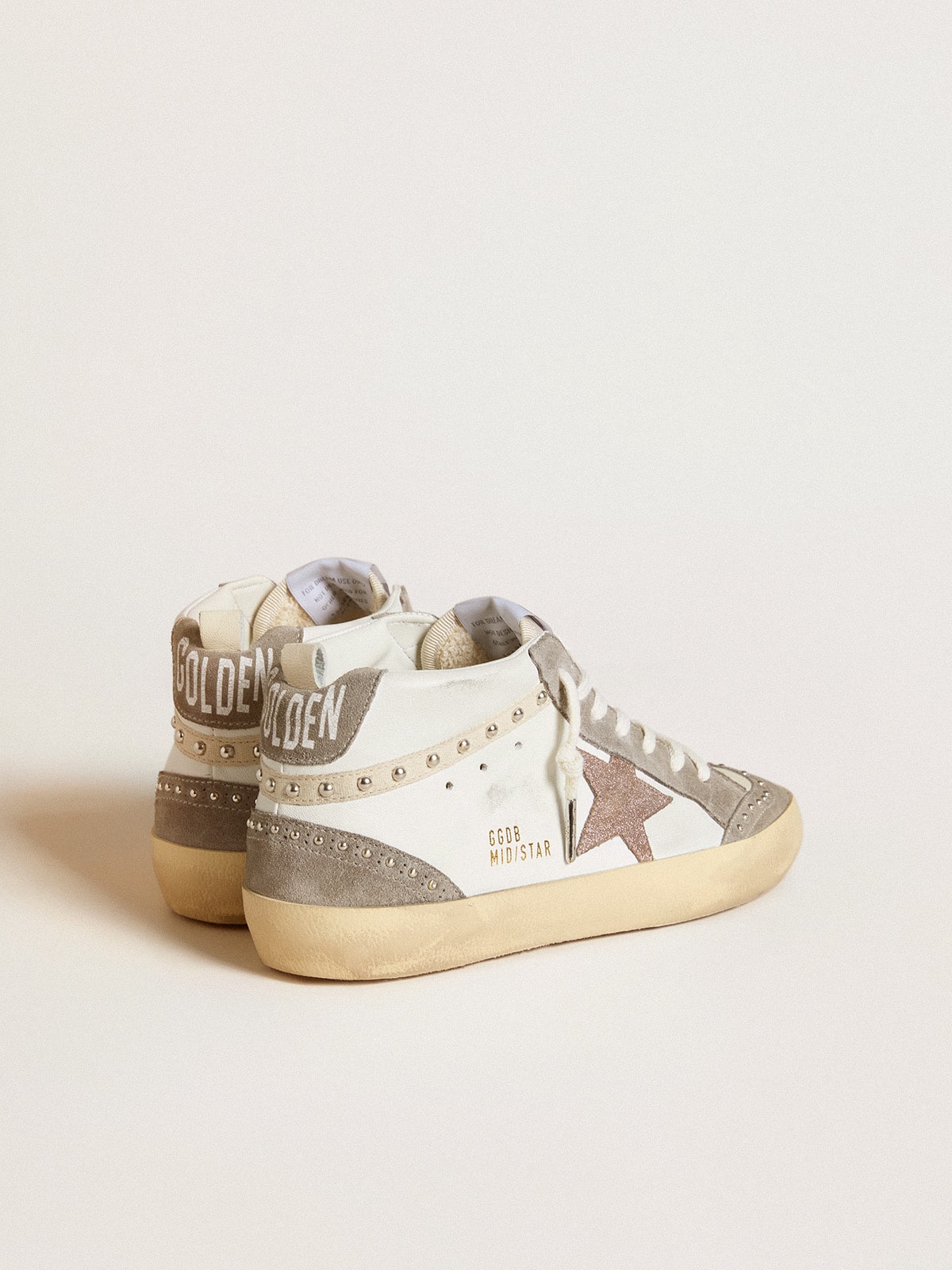 Women's Mid Star in nappa and suede with light brown metallic leather star
