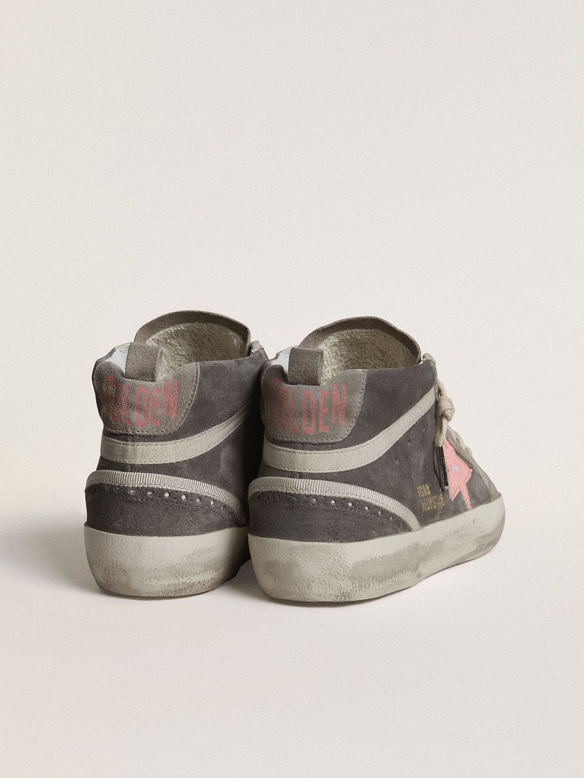 Women's Mid Star in gray suede with pink laminated leather star