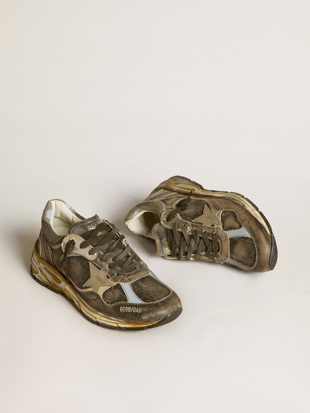 Women’s Dad-Star in suede and nylon with khaki leather star and heel tab